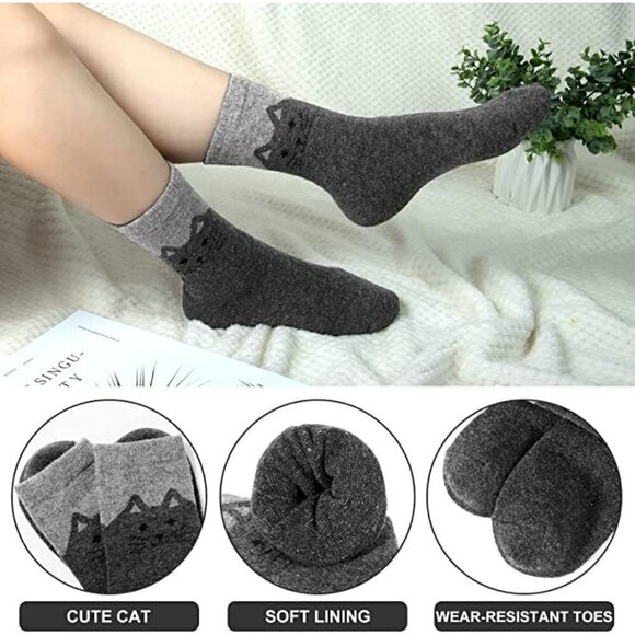 5 Pairs Luxury Wool Soft Socks Warm Winter Fall Womens Thick Cozy Knit NWT - Picture 3 of 8